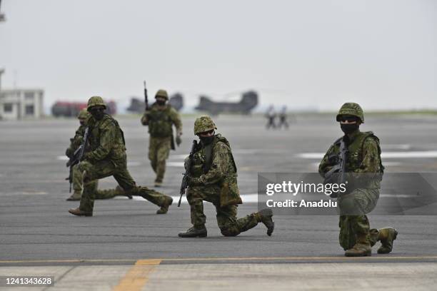 The U.S. And Japan militaries join to a training exercise in Kisarazu, Japan on June 16, 2022. Participants - including senior leaders from 18...