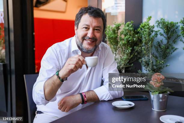 Lega political party leader Matteo Salvini attends a rally for the elections in Piazza IV Novembre on June 09, 2022 in Sesto San Giovanni, Italy.