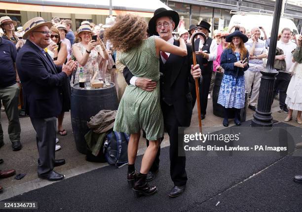 James Joyce lookalike John Shevlin dances at an event outside Davy Byrnes pub in Dublin's city centre as Bloomsday celebrations continue. Bloomsday...