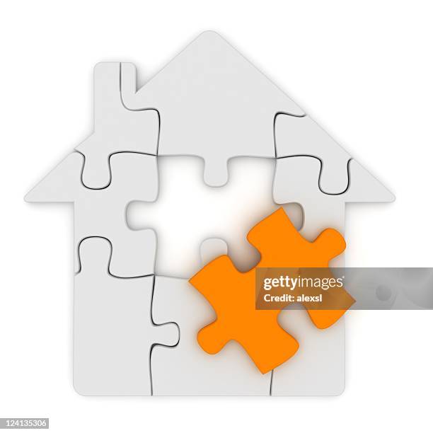 house puzzle - 3d puzzle stock-fotos und bilder