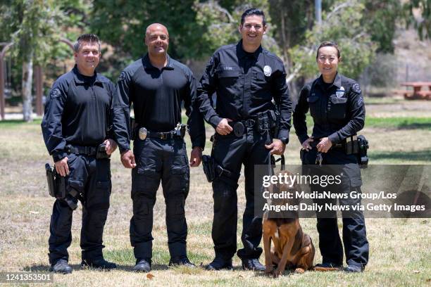 Los Angeles , CA LAPD Gang and Narcotics Division K-9 handlers Detective Patrick Foreman,, Sergeant Desi Ehrlich, Police Officer Josh Leon and Police...