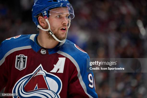 Colorado Avalanche right wing Mikko Rantanen skates during a Stanley Cup Finals game between the Tampa Bay Lightning and the Colorado Avalanche at...