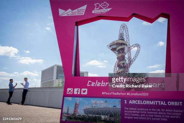Ten years after the London 2012 Olympics were based here at Stratford, is an anniversary frame which features ANish Kapoor's Arcelormittal Orbit, in...