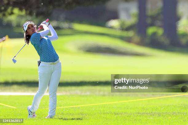 Atthaya Thitikul hits from the 18th fairway during the first round of the Meijer LPGA Classic golf tournament at Blythefield Country Club in Belmont,...