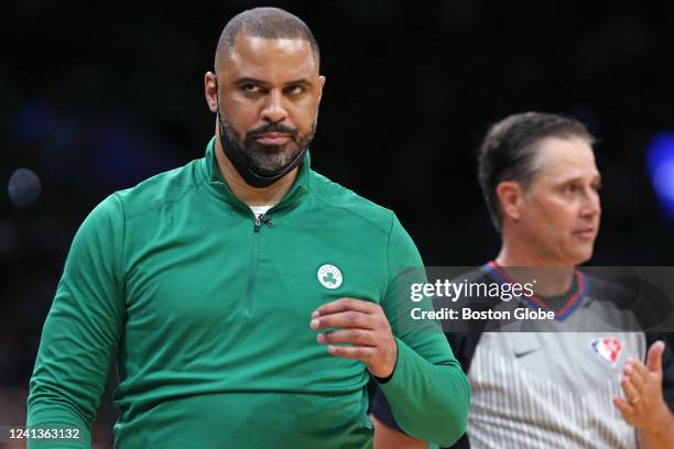 Celtics head coach Ime Udoka did not agree with a referee in the second quarter. The Boston Celtics hosted the Golden State Warriors for Game Six of...