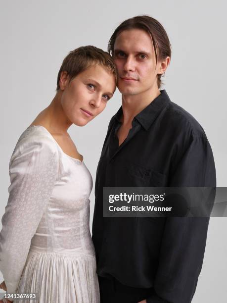 Lena Gora and Michal Chmielewski from the film 'Roving Woman' pose for a portrait during the 2022 Tribeca Film Festival at Spring Studio on June 13,...