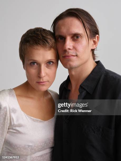 Lena Gora and Michal Chmielewski from the film 'Roving Woman' pose for a portrait during the 2022 Tribeca Film Festival at Spring Studio on June 13,...