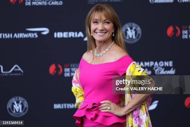 Actress and producer Jane Seymour poses for a photograph during the opening ceremony of the 61th Monte-Carlo Television Festival in Monaco, on June...