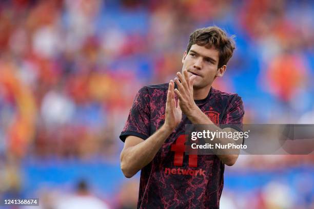 Marcos Alonso of Spain during the warm-up before the UEFA Nations League League A Group 2 match between Spain and Czech Republic at La Rosaleda...