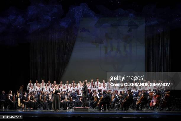 Artists perform on stage during a Gala-concert at the Opera House in Odessa, Ukraine, on June 17 amid the Russian invasion of the country. - Odessa...