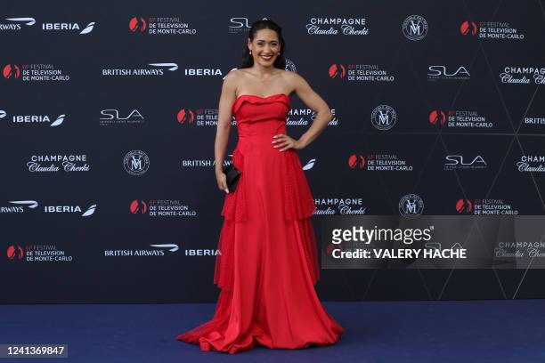 Actress Josephine Jobert poses during the opening ceremony of the 61th Monte-Carlo Television Festival in Monaco, on June 17, 2022.