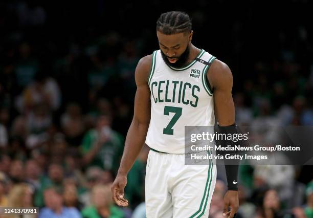 Jaylen Brown of the Boston Celtics during the second half of Game 6 of the NBA Finals at the TD Garden on June 16, 2022 in Boston, Massachusetts.