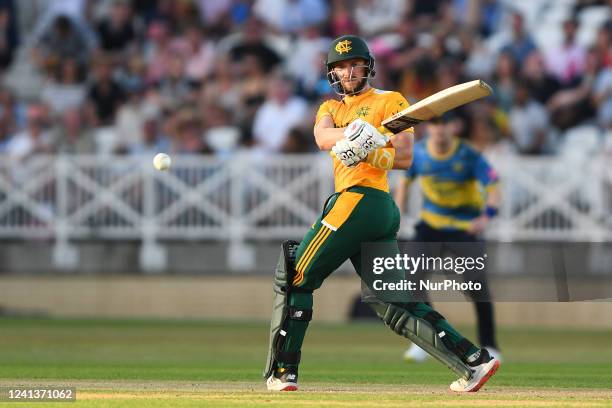 Joe Clarke of Nottinghamshire Outlaws in action during the Vitality T20 Blast match between Nottinghamshire and Birmingham Bears at Trent Bridge,...