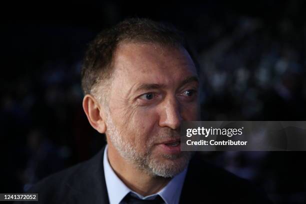 Russian billionaire and businessman Oleg Deripaska seen at the plenary session during the Saint Petersburg Economic Forum SPIEF 2022, on June 17 in...