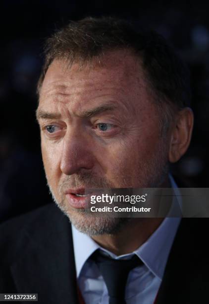 Russian billionaire and businessman Oleg Deripaska seen at the plenary session during the Saint Petersburg Economic Forum SPIEF 2022, on June 17 in...