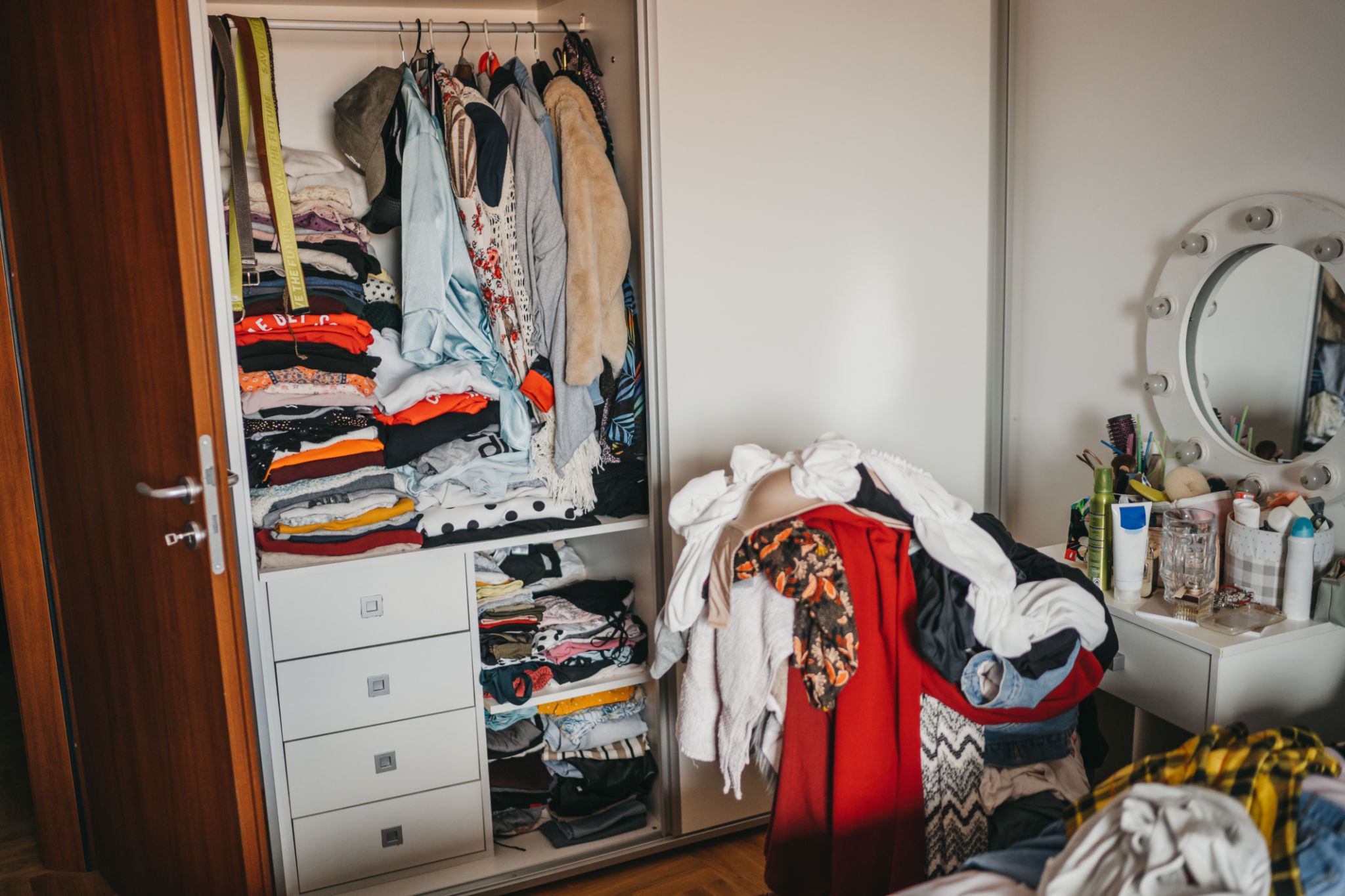 cluttered closet
