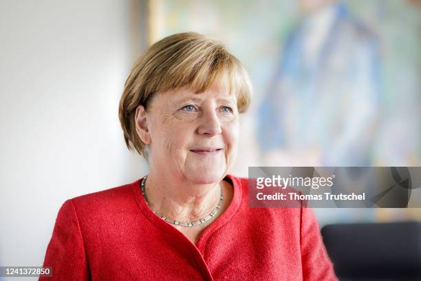 Angela Merkel, former Federal German Chancellor, poses during a portrait session in her office on June 15, 2022 in Berlin, Germany.