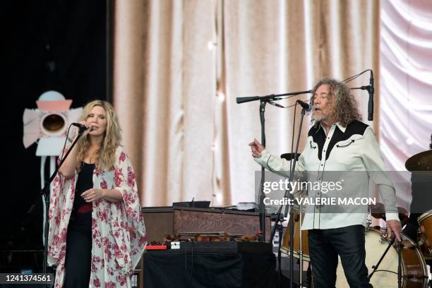 Singer Alison Krauss and English singer-songwriter Robert Plant perform on Day 2 of the Bonnaroo Music and Arts Festival in Manchester, Tennessee,...