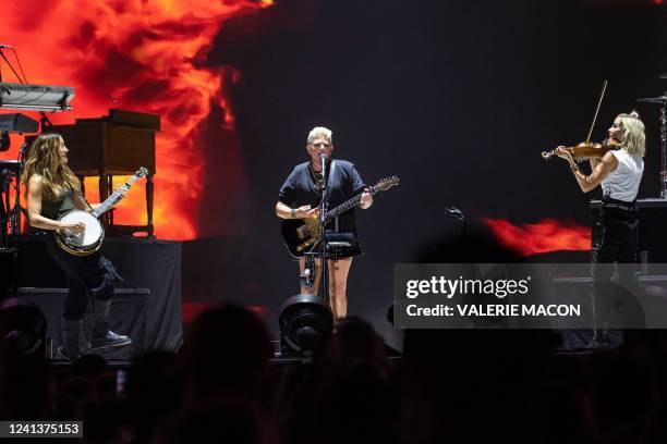The Chicks members Emily Robison , Nathalie Maines and Martie Maguire perform on Day 2 of the Bonnaroo Music and Arts Festival in Manchester,...