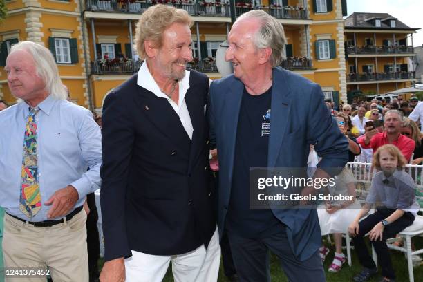 Thomas Gottschalk and Mike Krüger during the 40th anniversary show of "Die Supernasen" on June 17, 2022 in Velden am Wörthersee, Austria.