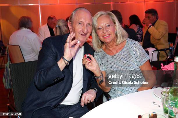 Mike Krüger and his wife Birgit Loeper during the 40th anniversary show of "Die Supernasen" on June 17, 2022 in Velden am Wörthersee, Austria.