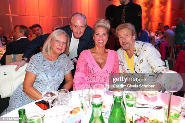 Birgit Loeper, Mike Krüger, Karina Mross, Thomas Gottschalk during the 40th anniversary show of "Die Supernasen" on June 17, 2022 in Velden am...