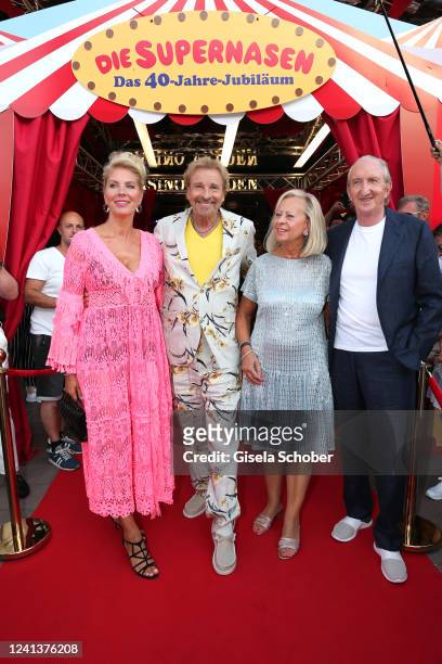 Karina Mross, Thomas Gottschalk, Birgit Loeper, Mike Krüger during the 40th anniversary show of "Die Supernasen" on June 17, 2022 in Velden am...
