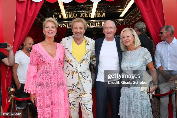 Karina Mross, Thomas Gottschalk, Mike Krüger, Birgit Loeper during the 40th anniversary show of "Die Supernasen" on June 17, 2022 in Velden am...