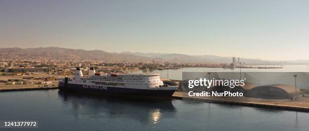 Ferry boat Daleela is anchored in the port of Limassol. Limassol, Cyprus, Saturday, June 18, 2022. Preparations are on overdrive for the first ferry...