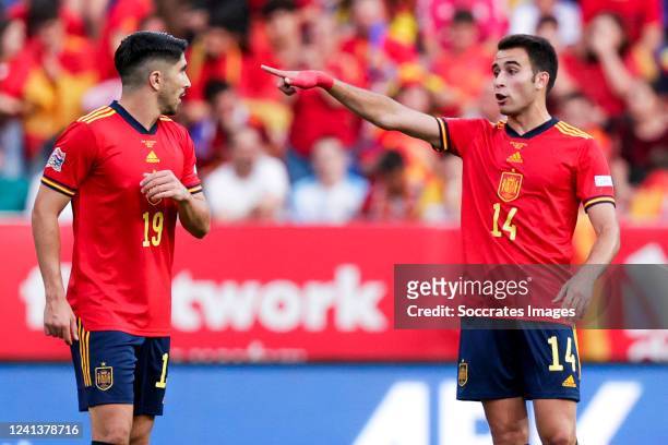 Carlos Soler of Spain, Eric Garcia of Spain during the UEFA Nations league match between Spain v Czech Republic at the Estadio La Rosaleda on June...