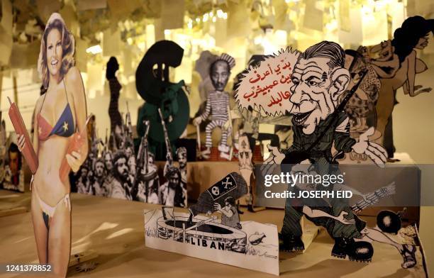 Picture shows a view of the Memory of a Paper City exhibition by Lebanese artist Alfred Tarazi at Umam Documentation and Research NGO in the capital...