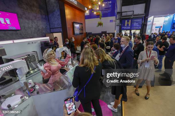 Cashier Dunyasha robot impresses attendees at Saint Petersburg International Economic Forum in Saint Petersburg, Russia on June 17, 2022.