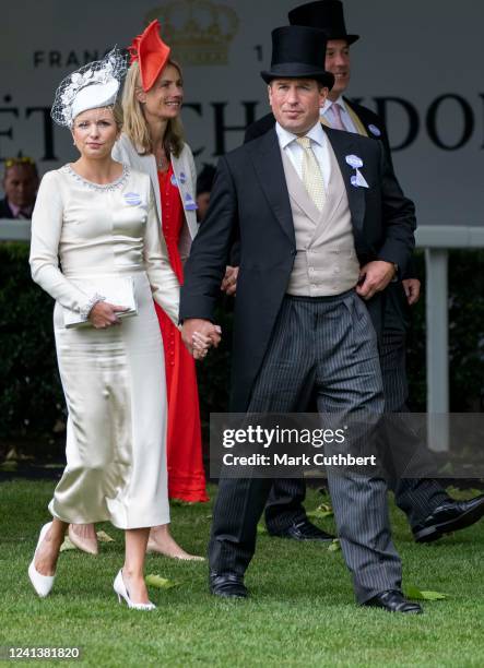 Peter Phillips and Lindsay Wallace attend the fifth day of Royal Ascot at Ascot Racecourse on June 18, 2022 in Ascot, England.