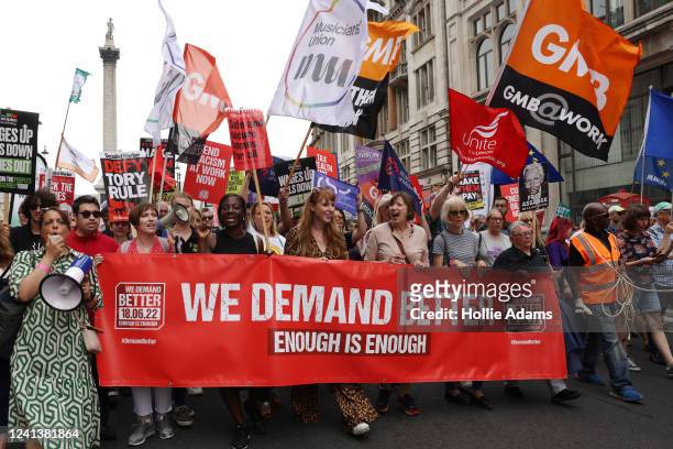 Angela Rayner, deputy leader of Labour Party, and Frances O'Grady, general secretary of the British Trades Union Congress participates in the 'We...