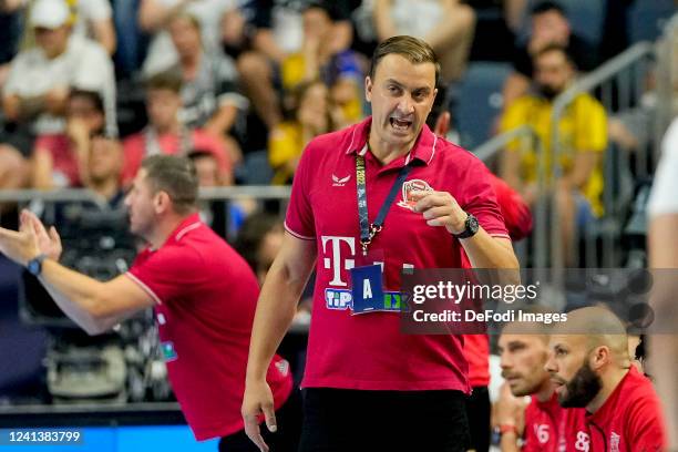 Momir Ilic of Telekom Veszprem HC gestures during the EHF Champions League Final4 Men second semi final match between Telekom Veszprem HC and Lomza...