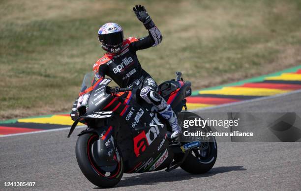 June 2022, Saxony, Hohenstein-Ernstthal: Motorsport/Motorcycle, German Grand Prix, MotoGP qualifying, at the Sachsenring. Aleix Espargaro from Spain...