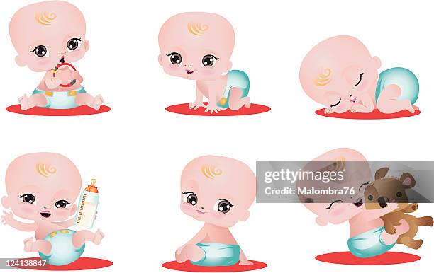 babies - boy crawling stock illustrations