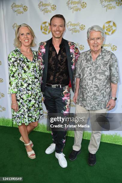 Christian Ehrlich, Frank Elstner and his wife Britta Gessler attend the summer party in aid of Promis für Tiere gGmbH Tierschutz und Artenschutz on...