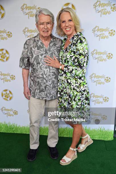 Frank Elstner and his wife Britta Gessler attend the summer party in aid of Promis für Tiere gGmbH Tierschutz und Artenschutz on June 18, 2022 in...