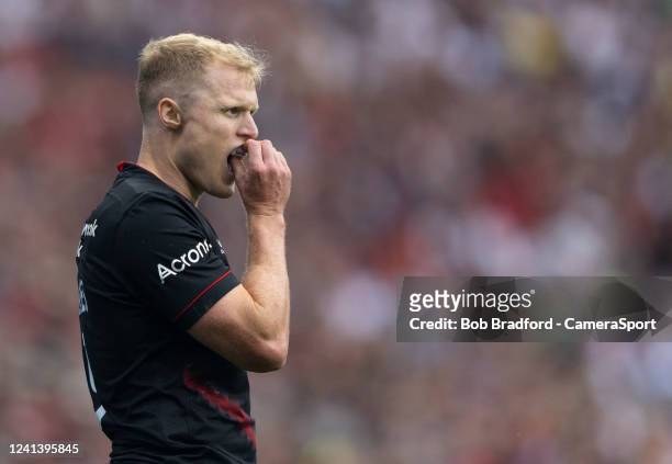 Saracens' Aled Davies during the Gallagher Premiership Rugby Final match between Leicester Tigers and Saracens at Twickenham Stadium on June 18, 2022...