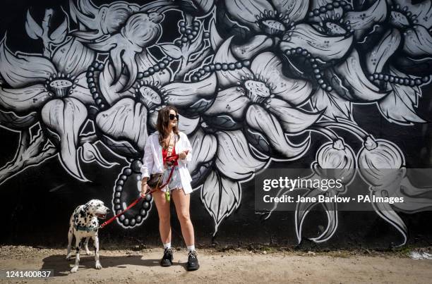 Claire Thomas, with dog Frankie, visit the Yardworks Festival 2022 at SW63 Glasgow. The festival is one of Europe's biggest events dedicated to...