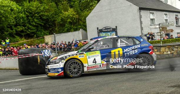 Donegal , Ireland - 19 June 2022; Alastair Fisher and Gordon Noble in their VW Polo GTI R5 during day three of the Joule Donegal International Rally...