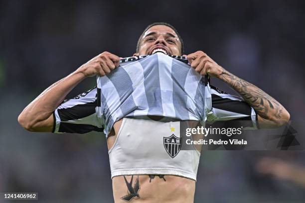 Rubens of Atletico Mineiro reacts during a match between Atletico Mineiro and Flamengo as part of Brasileirao 2022 at Mineirao Stadium on June 19,...