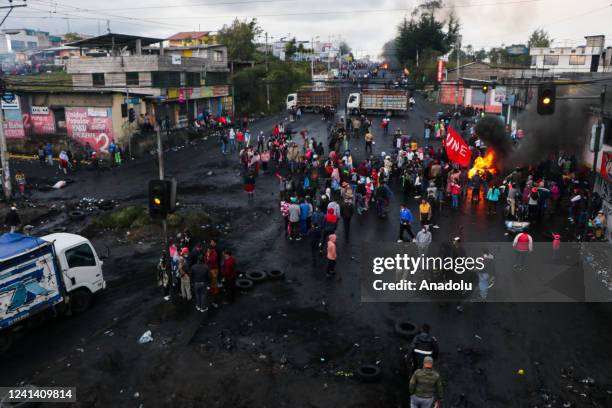 View of the entrance to Quito, in the Cutuclagua sector of the MejÃ­a canton, where several indigenous communities from the province of Cotopaxi...