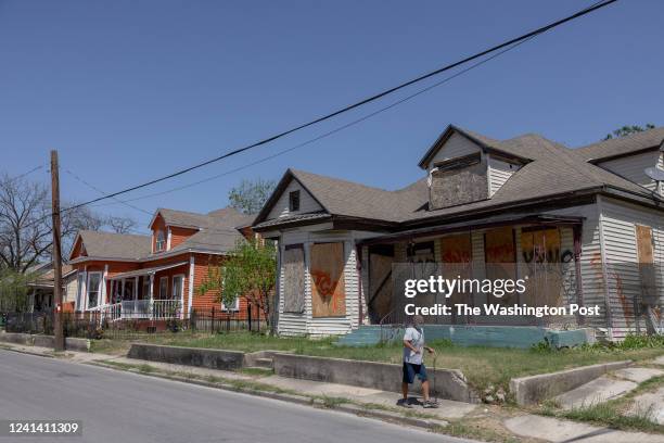 Boarded up homes line Hackberry Street in the Dignowity Hill neighborhood on San Antonios east side.