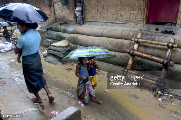 Rohingya children are seen in the Rakhine State of Myanmar, crossed the border and took refuge in Cox's Bazar, Bangladesh on June 16, 2022. Rohingyas...