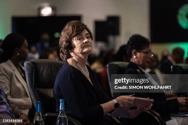 Ms Cherie Blair, founder of the Cherie Blair Foundation for Women, and wife of Tony Blair former prime minister of Great Britain, sitting at the...