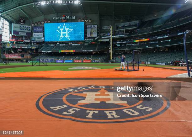 Jumbotron displays the Houston Astros team logo during the baseball game between the Chicago White Sox and Houston Astros on June 19, 2022 at Minute...