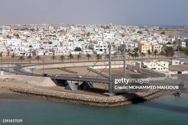 Picture shows the Ayjah suspension bridge also known as Khor al-Batah in the Omani port city of Sur, south of the capital Muscat, on June 19, 2022.