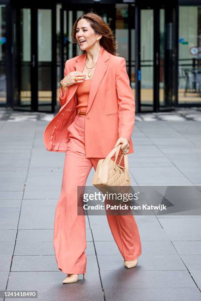Crown Princess Mary of Denmark visits the Royal Academy of Arts on June 20, 2022 in The Hague, Netherlands.